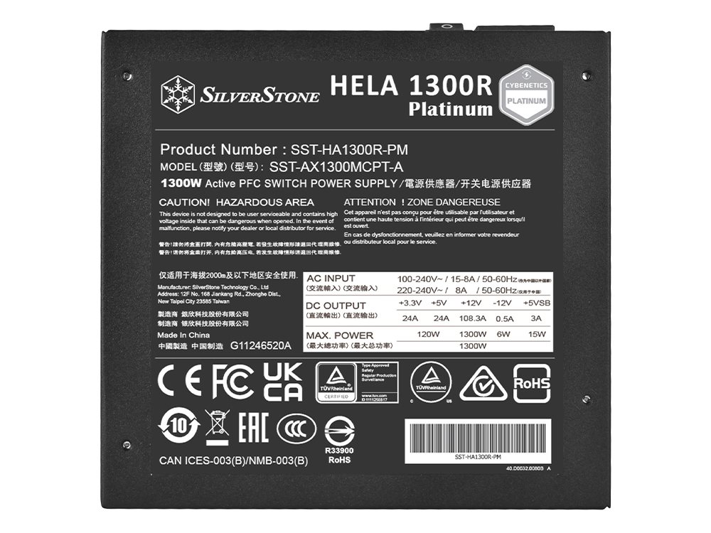 Silverstone Technology SST-GM1300C-PF, Gemini 1300C Platinum Cybenetics Platinum 1300W 1300W Redundante 2U CRPS-voeding