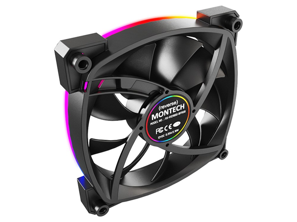 Montech RX120 PWM 120mm ARGB Reverse Fan - Black (3-Pack) [RX120 3 in 1 B]