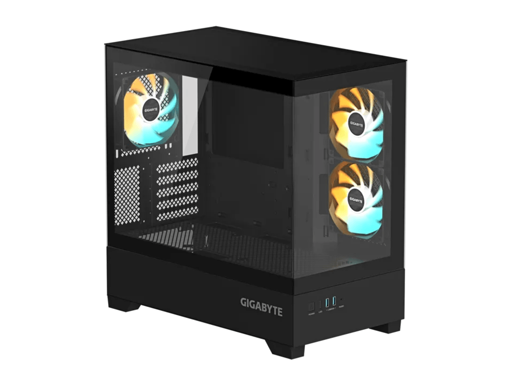 GIGABYTE C201 Panoramic Tempered Glass mATX Mid-Tower Case - Black
