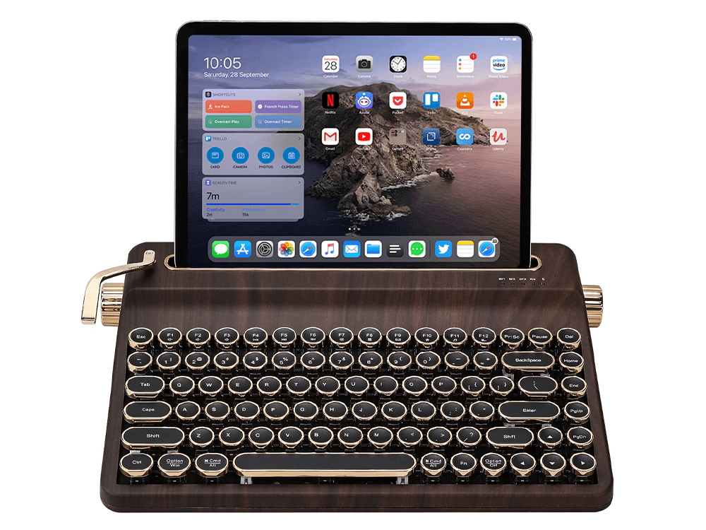 YUNZII QL75 Retro Typewriter QMK/VIA Wireless Onyx Tactile Switch Mechanical Keyboard - Wood
