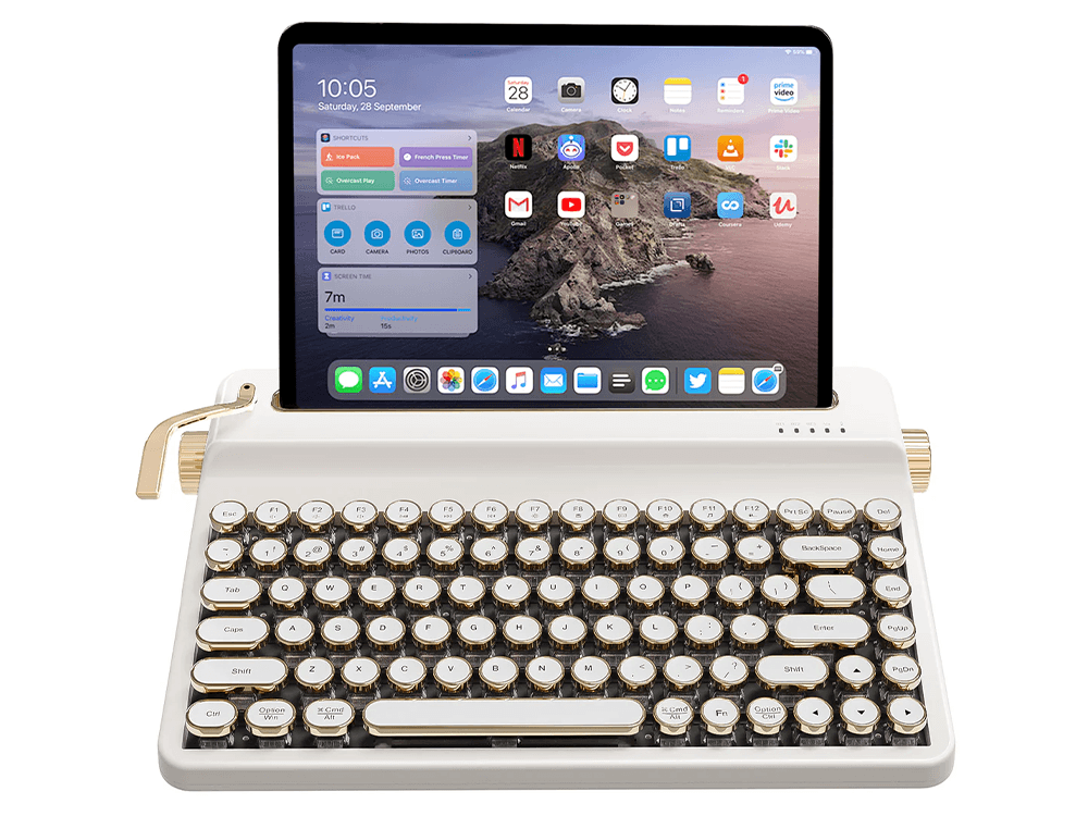 YUNZII QL75 Retro Typewriter QMK/VIA Wireless Onyx Tactile Switch Mechanical Keyboard - White