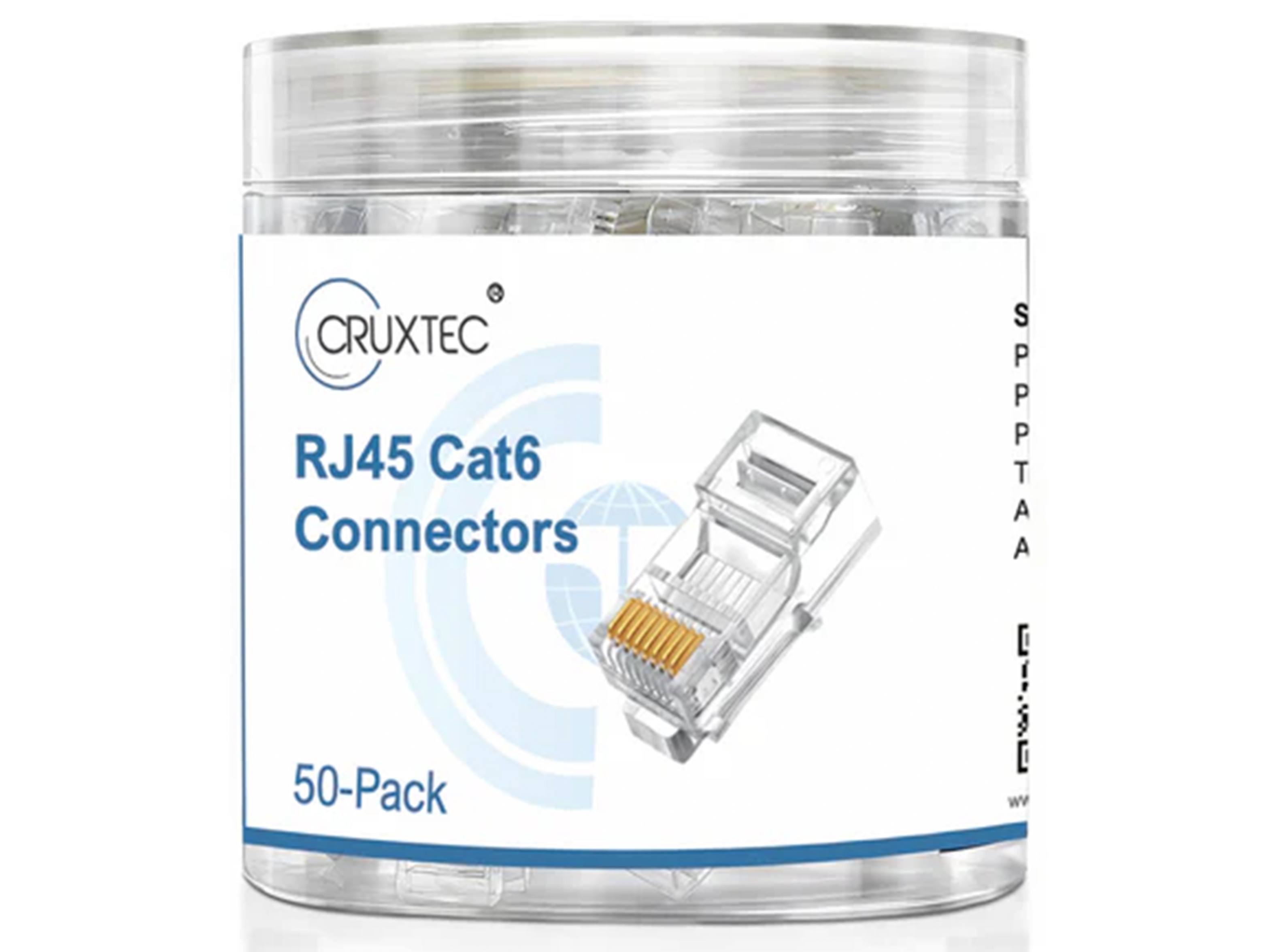 Cruxtec Ethernet RJ45 CAT6 UTP Connectors (50-Pack)
