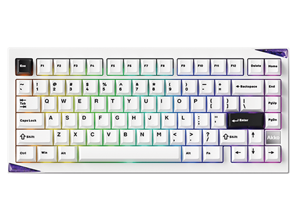 Akko Mineral 02 VIA Fully Assembled Stellar Rose Switch Mechanical Keyboard - Black on White