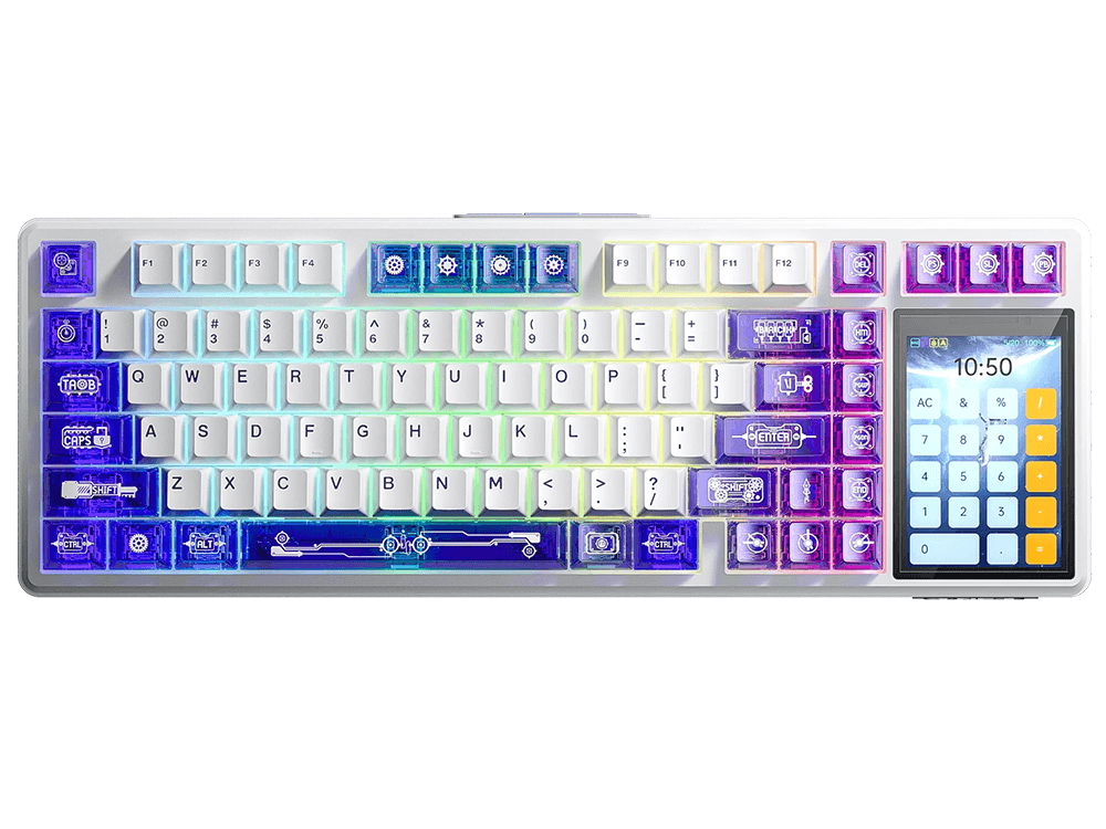 Aula L99 Tri-mode Caramel Latte Switch Wireless Mechanical Keyboard - White & Purple