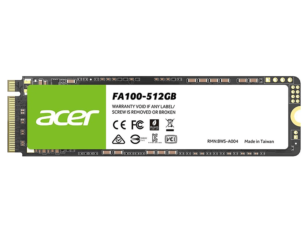 新品 Acer FA100-512GB PCIe Gen3x4 NVME M.2 Acer FA100 512GB M.2 NVMe PCIe Gen 3x4 SSD [BL.9BWWA.119]