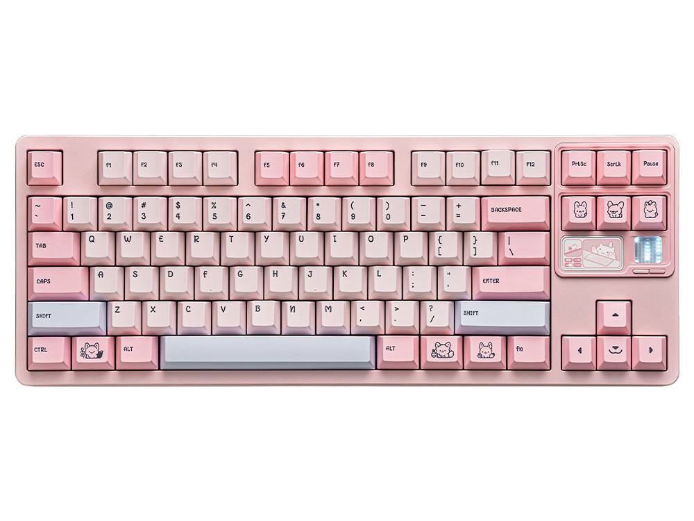 Qwertykeys QK80Mk2 Tri-Mode Wireless Oat Switch Mechanical Keyboard - Spray-coated Pink