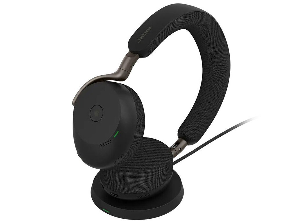 Jabra Evolve3 75 MS Stereo Link390 USB-A Wireless Bluetooth ANC Headset with Charging Pad