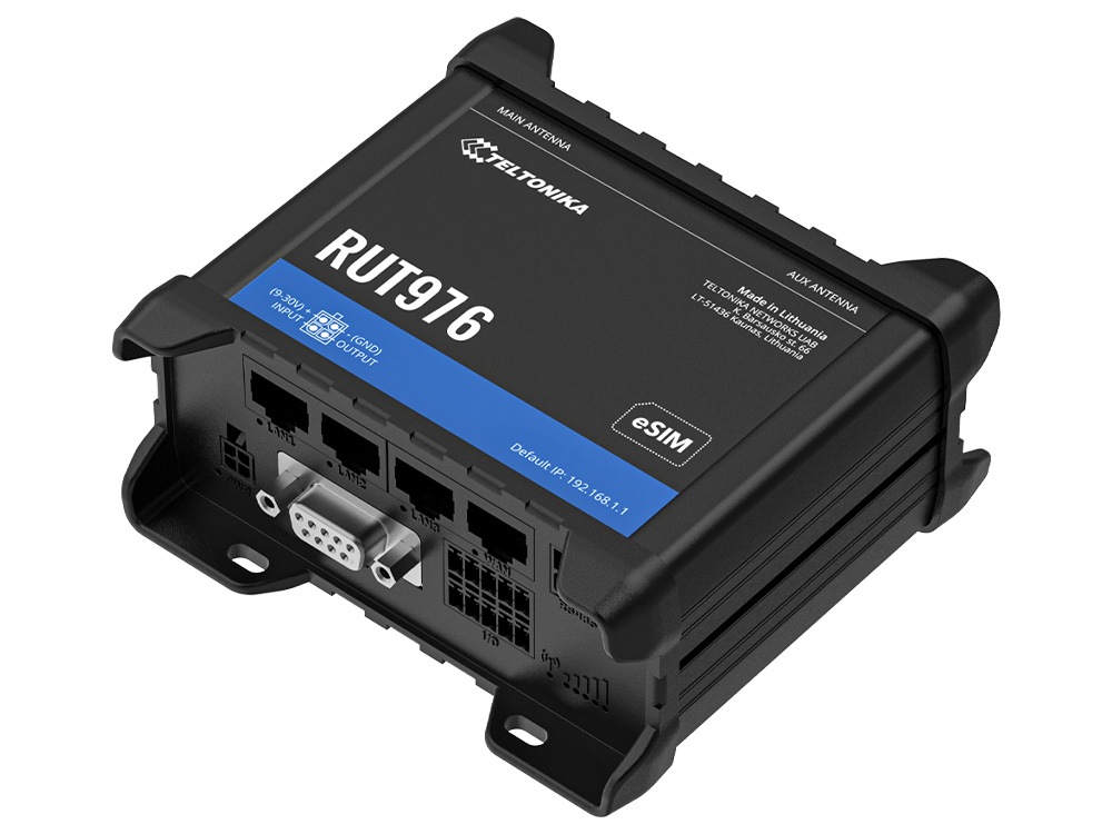 Teltonika RUT976 Redcap 5G Dual-SIM Industrial Router with 4x Ethernet Ports