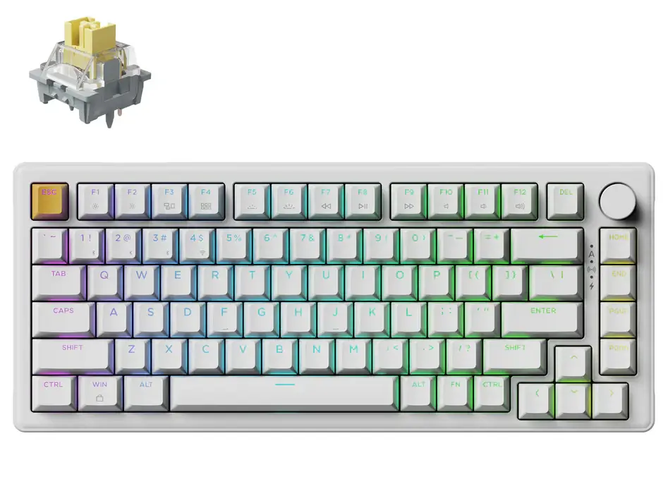 Keychron J2 QMK Wireless RGB Hot-Swappable Apex Banana Switch Mechanical Keyboard - White