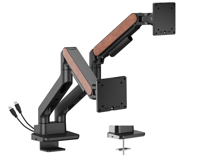 Brateck LDT81N-C024UC Fusion Heavy-Duty Gas Spring Dual Monitor Arm - Black