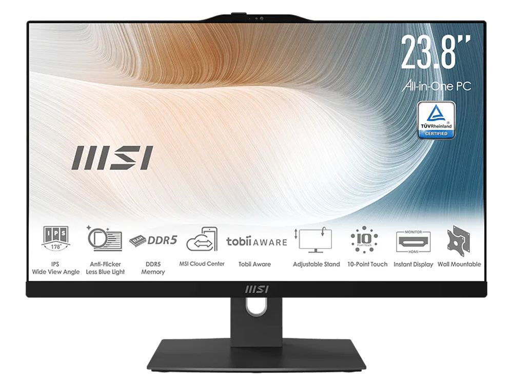 MSI Modern AM242P 1M 23.8" IPS NT Core 7 150U 16GB RAM 1TB All-in-One PC with Windows 11 - Black